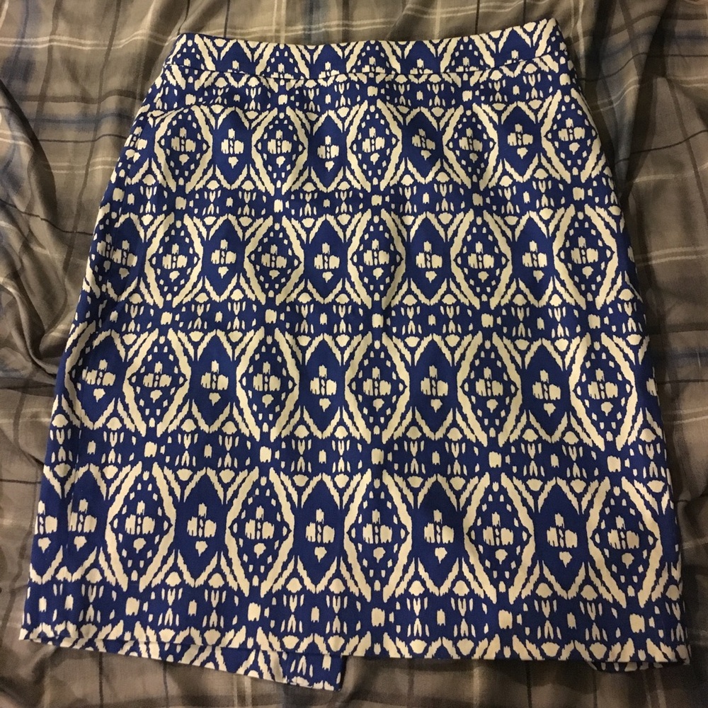 J. Crew Geometric Blue Pencil Skirt 4